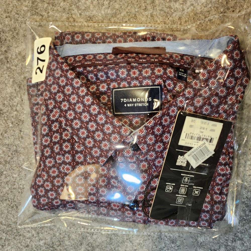 7 Diamonds Mens XXL Liberty Floral Print 4-Way Stretch Button Down Shirt‎ - Picture 8 of 8
